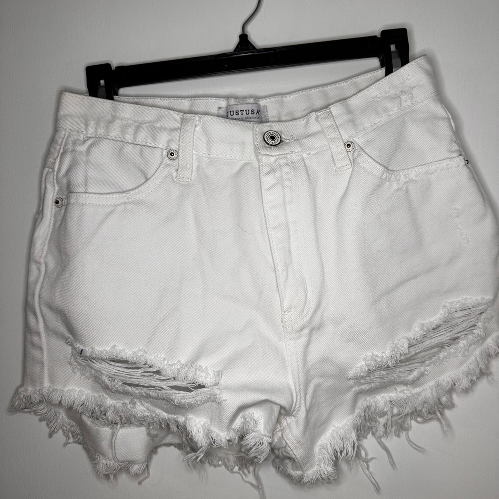 white jean shorts